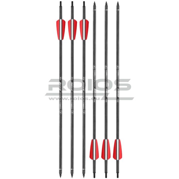 15.5 Zoll Carbon-Bolzen SIEGE - Schwarz - Vanes 2x Rot/ 1xWeiss